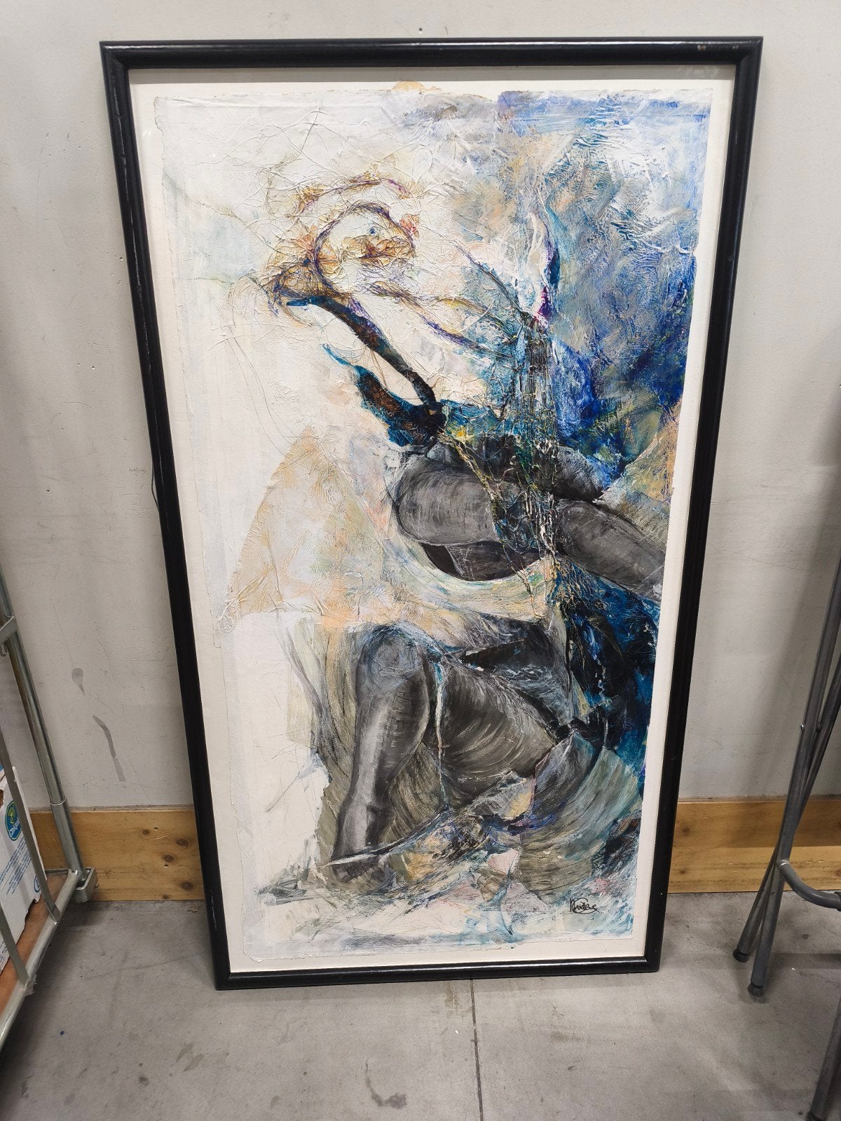 Abstract kunstwerk, gesigneerd, met lijst, Ophalen