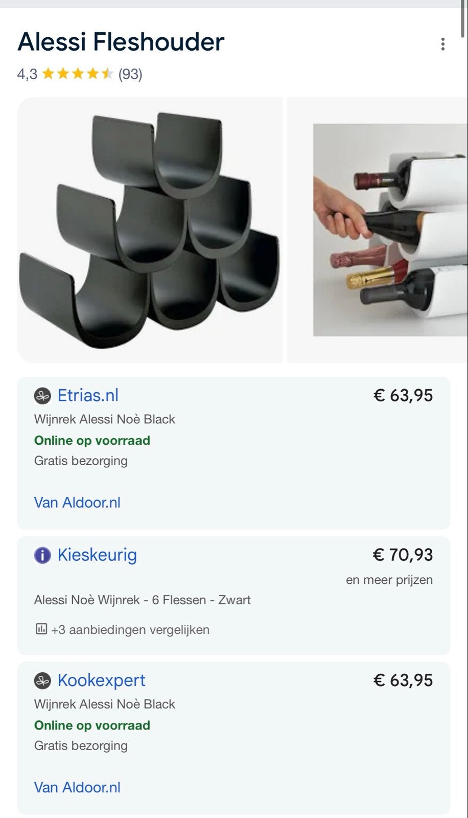 Alessi Noè Wijnrek - Modulair Flessenrek Zwart, Kunststof, 5 tot 15 flessen, Nieuw, Ophalen of Verzenden