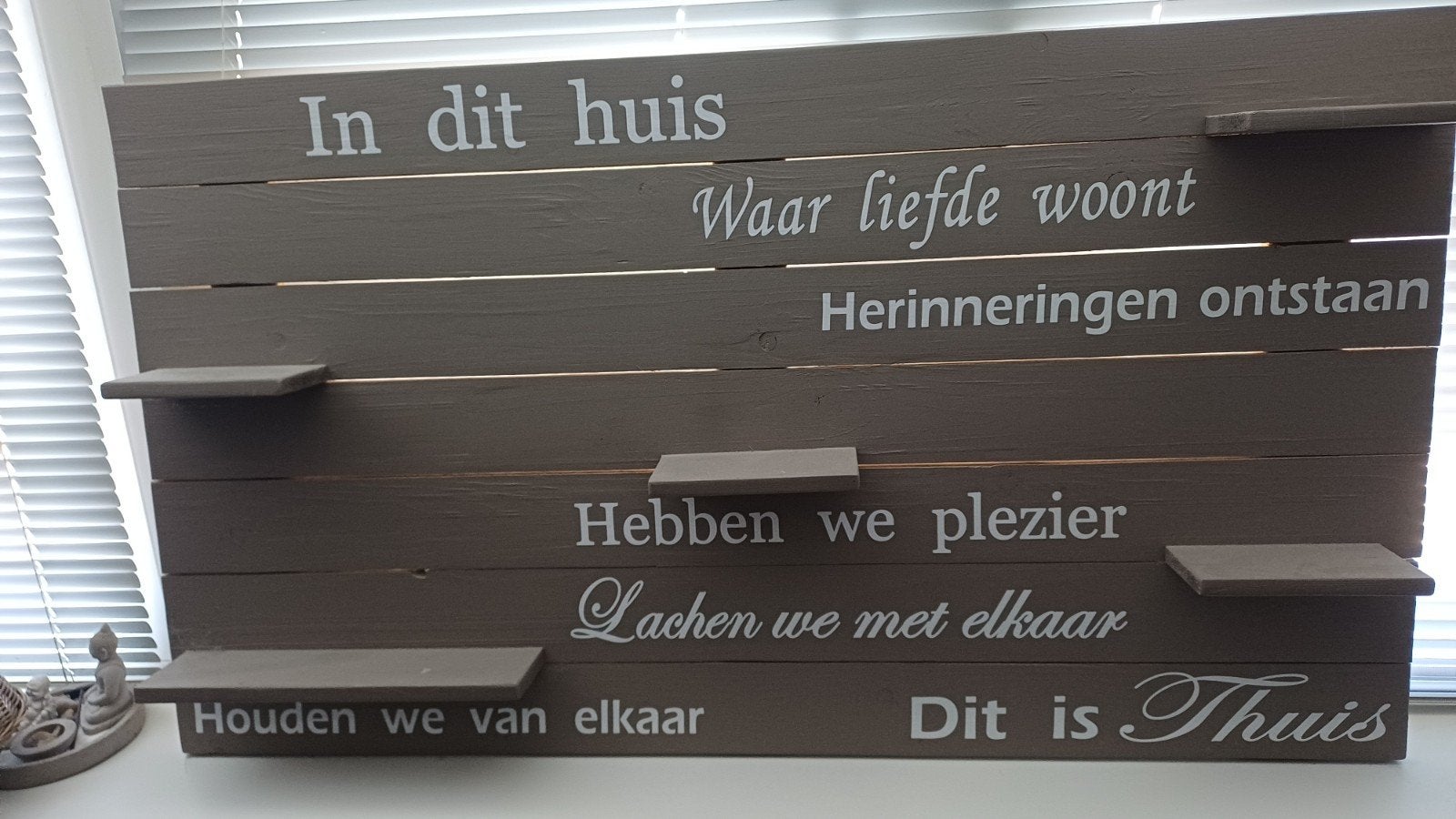 Houten wandbord met tekst, Huis en Inrichting, Woonaccessoires | Wanddecoraties, Ophalen, Zo goed als nieuw, 73 cm, Landelijk