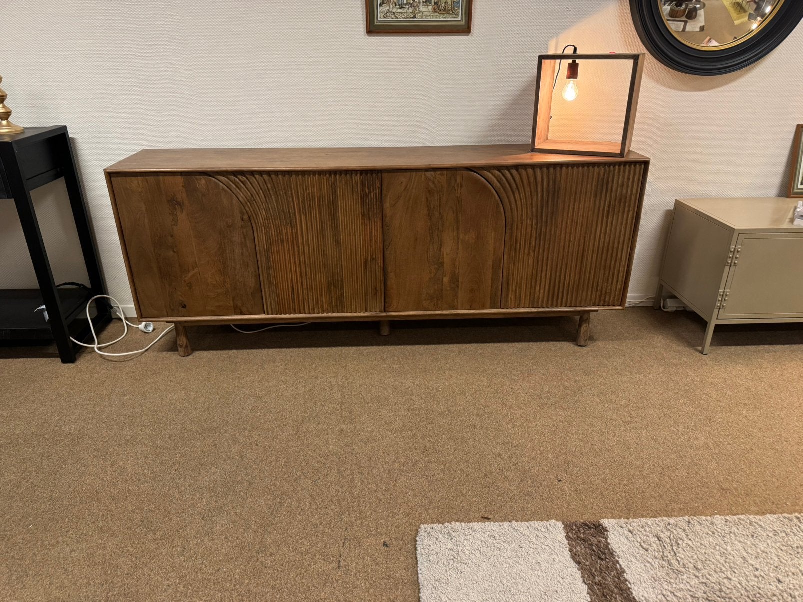 Dressoir 4 drs 200 mangohout Direct/Leverbaar E-7413, Ophalen, Met deur(en), #Dressoir#4-Deurs#Mangohout#Accenten#Kasten, 150 tot 200 cm