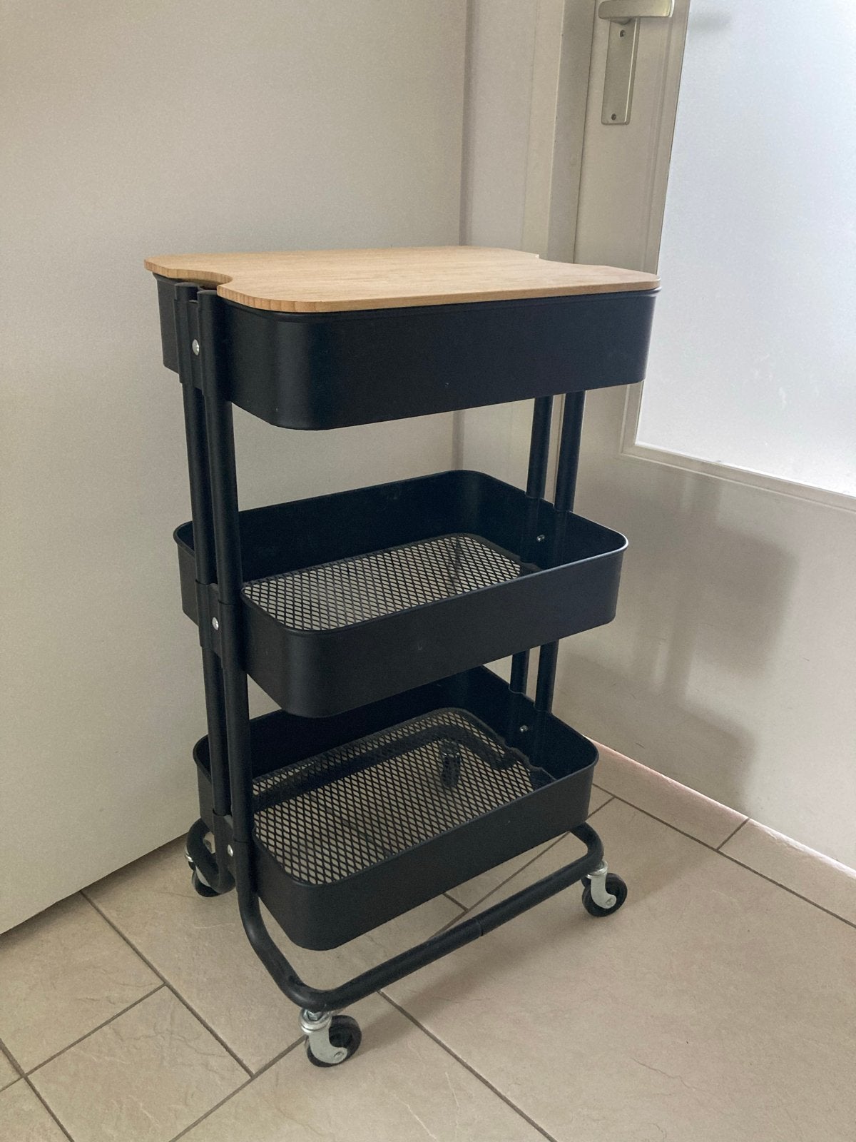 IKEA RÅSKOG / NORRÅVA Keukentrolley met deksel, zwart, Huis en Inrichting, Ophalen, IKEA, Keukentrolley, Zo goed als nieuw