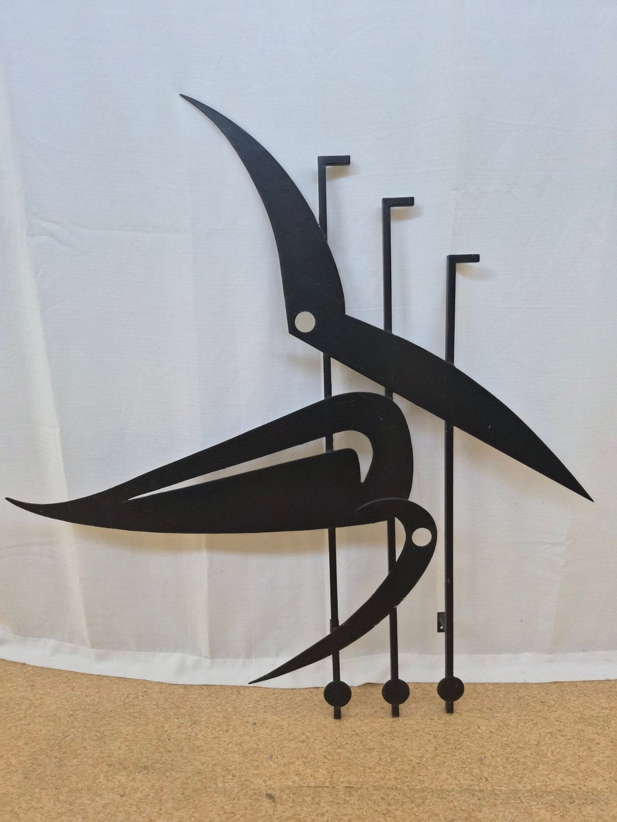 Metalen design wanddecoratie - Abstracte vogels 120x130cm, Antiek en Kunst, Ophalen, Wanddecoratie, Zwart, Metaal