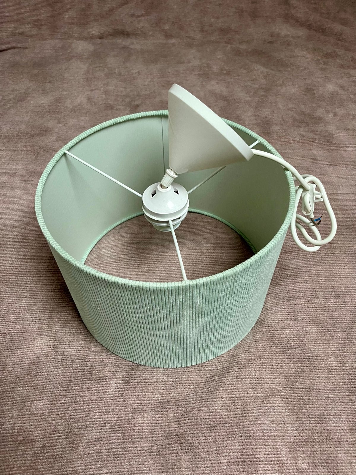 KidsDepot hanglamp mintgroen velvet rib, Ophalen, Zo goed als nieuw, Textiel, E27 (groot)