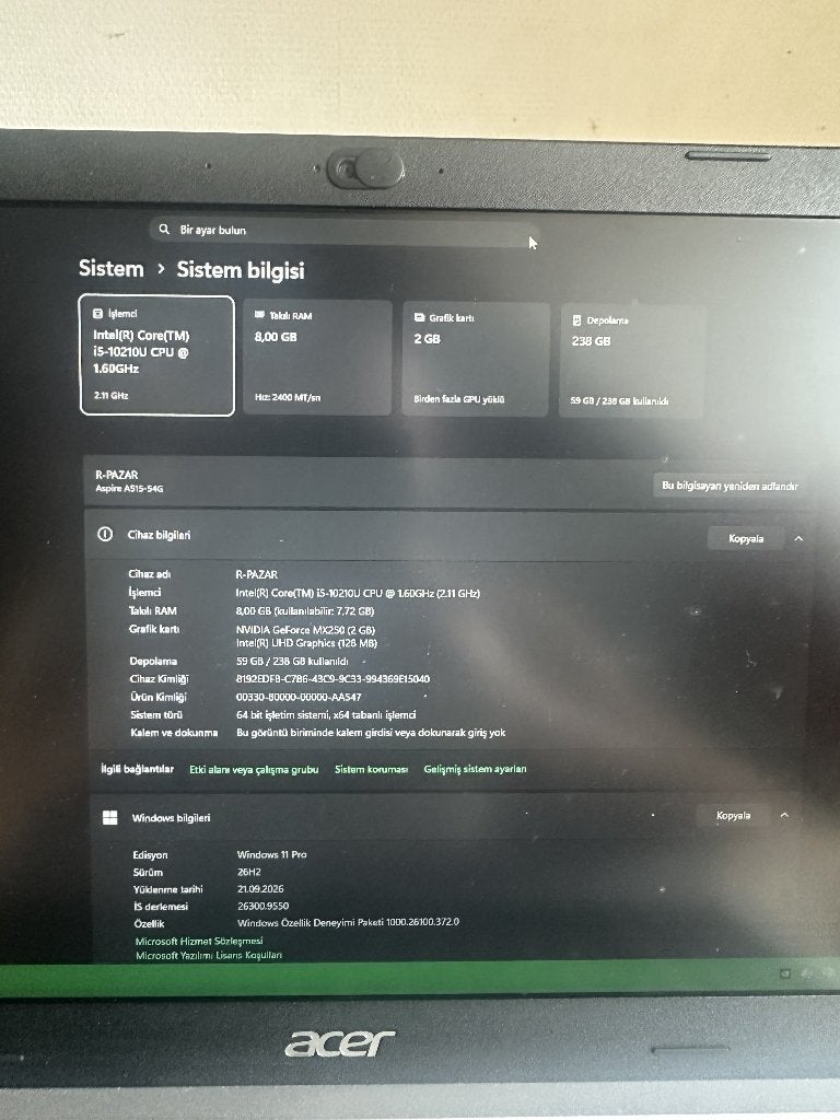 Laptop dringend te koop ! Intel Core i5-10210U ACER, Ophalen, 256 GB, 2 tot 3 Ghz, 15 inch