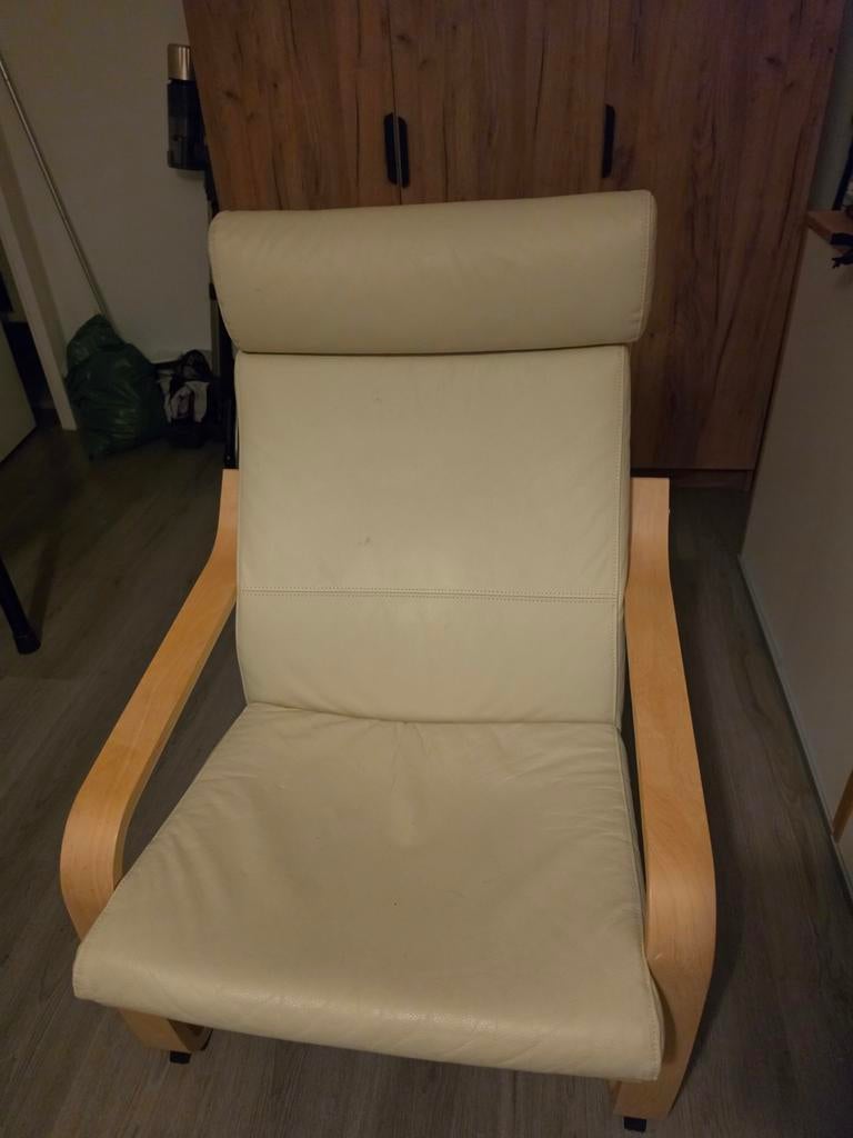 Ikea Poäng fauteuil met kunstlederen bekleding, Ophalen, Overige kleuren, Modern, Scandinavisch, Zo goed als nieuw