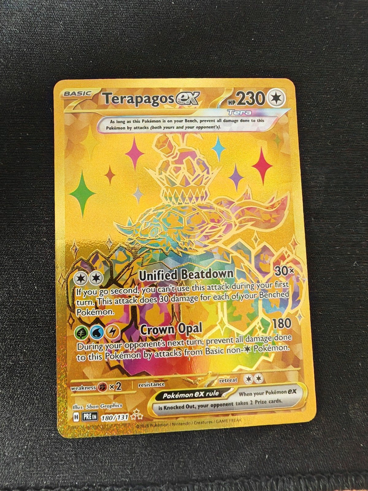 Terápagos ex Gouden Kaart Pokémon 180/131, Ophalen, Zo goed als nieuw, Losse kaart, Foil