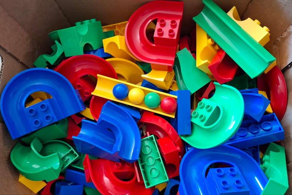 Hubelino knikkerbaan 128 delig (bij Duplo), Ophalen of Verzenden, Zo goed als nieuw, Duplo