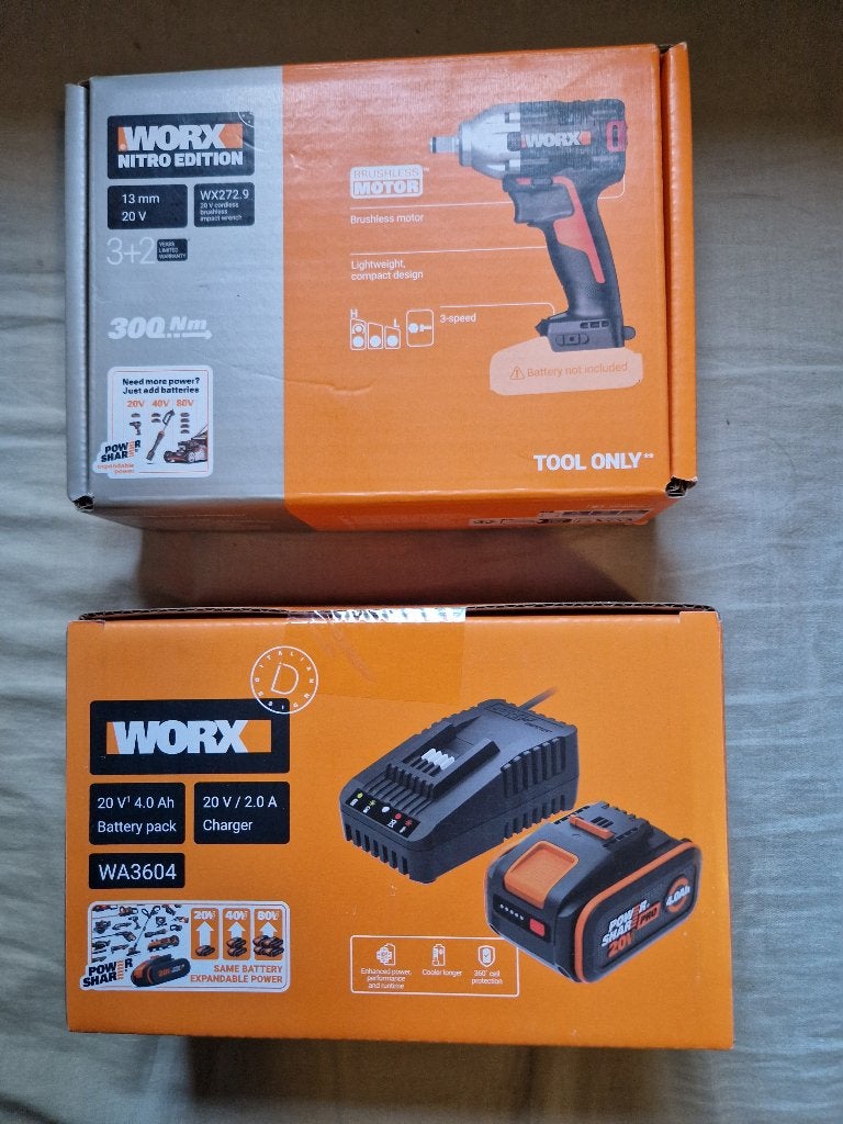 Worx WX272.9 Borstelloze Nitro slagmoersleutel, accu 4Ah, Ophalen of Verzenden, Nieuw, Overige typen