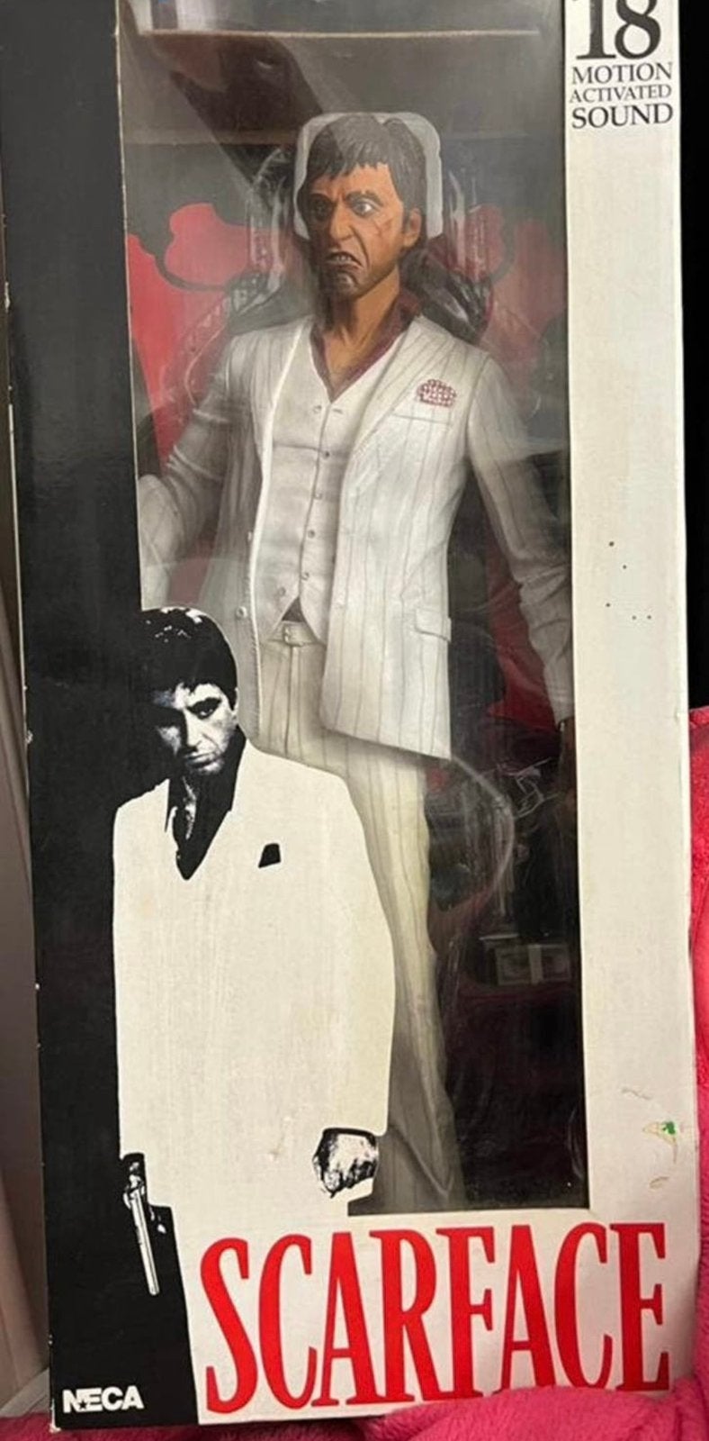 Filmpop Tony montana met geluid van scareface 18 inch, Ophalen of Verzenden, Zo goed als nieuw, Actiefiguur of Pop