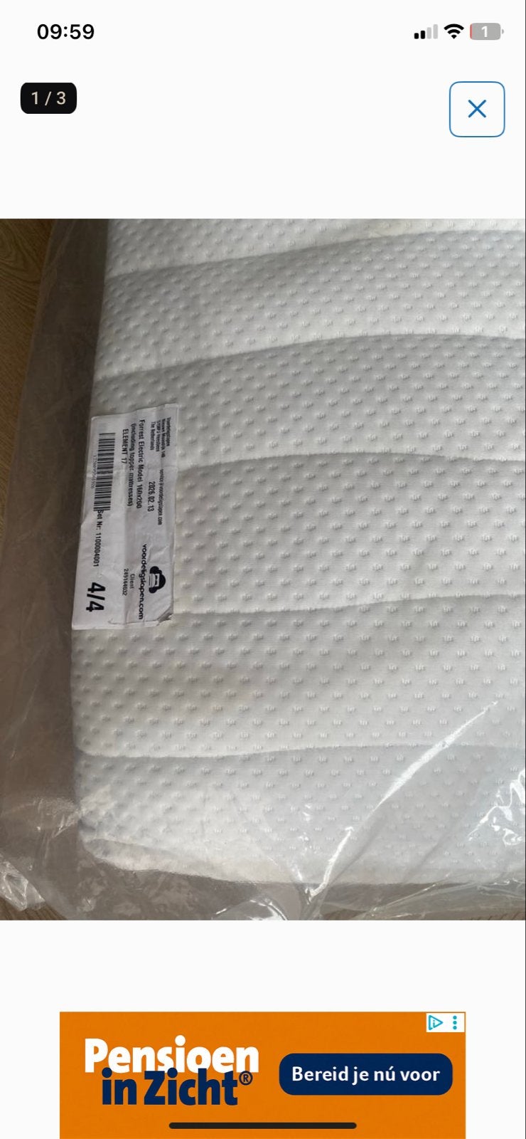 Koudschuimtopper 2 x 80x200 cm - Nieuw in verpakking, Ophalen, 90 cm, Eenpersoons, Nieuw