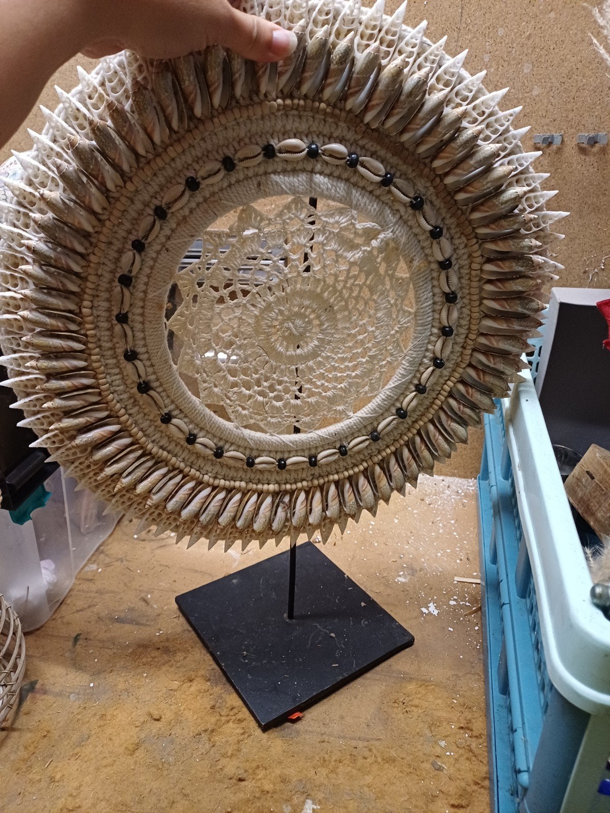 Decoratieve Schelpen Wanddecoratie met Kant, Gebruikt, Beige, Boho, Ophalen of Verzenden