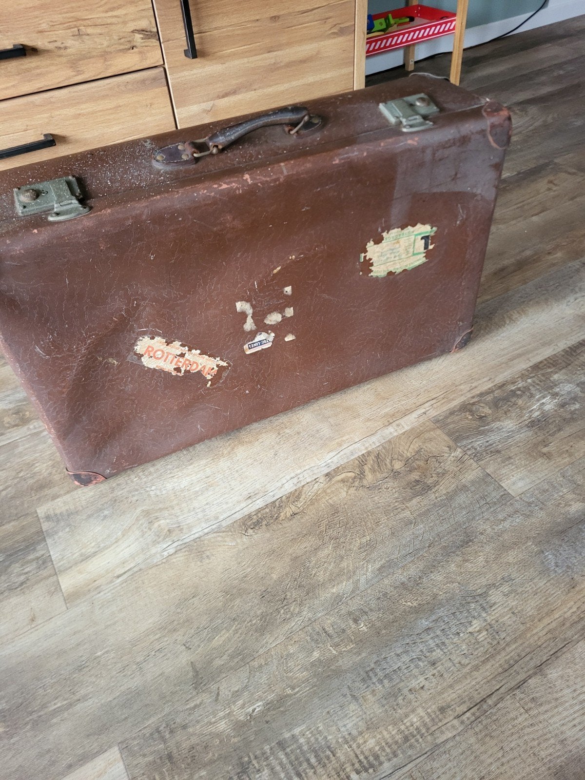 Vintage Koffer - Bruin, Sieraden, Tassen en Uiterlijk, Ophalen, Overige materialen, Gebruikt, Slot