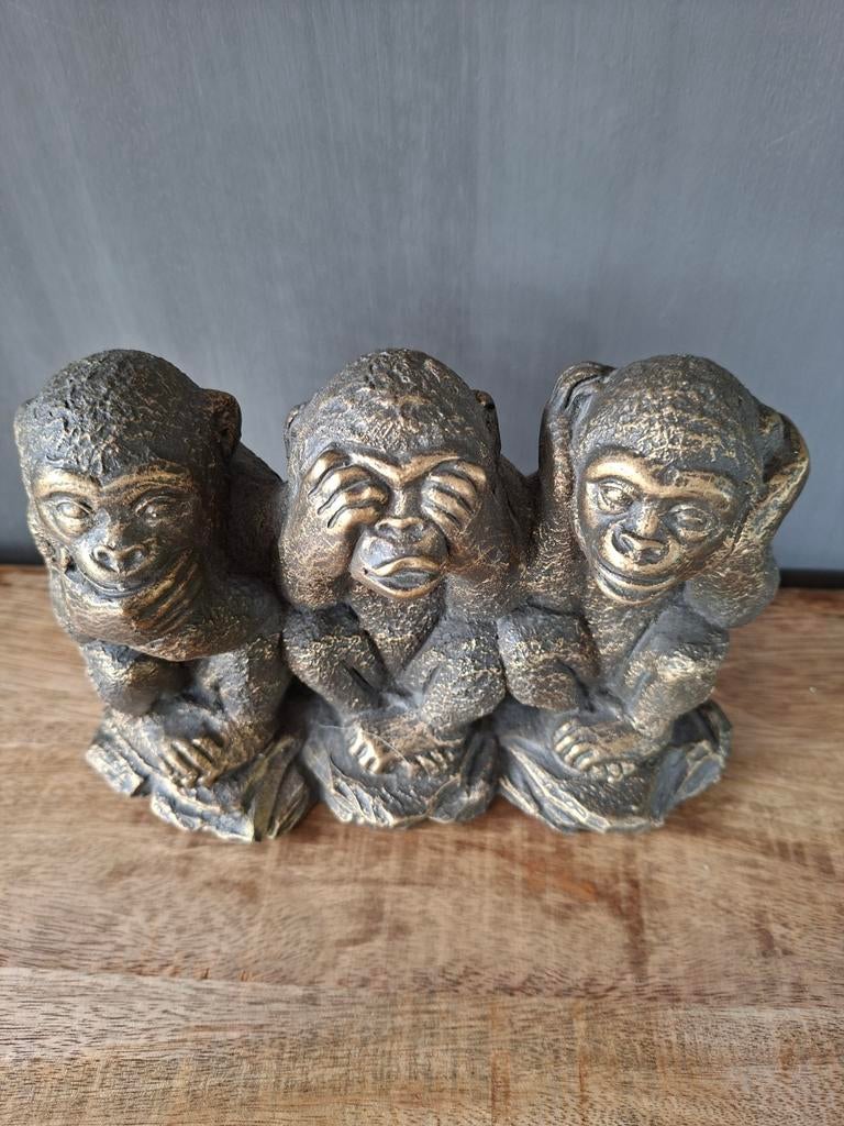 Decoratieve 3 Wijze Apen Beeld - Horen, Zien, Zwijgen, Ophalen, Vintage, Meerkleurig, Zo goed als nieuw