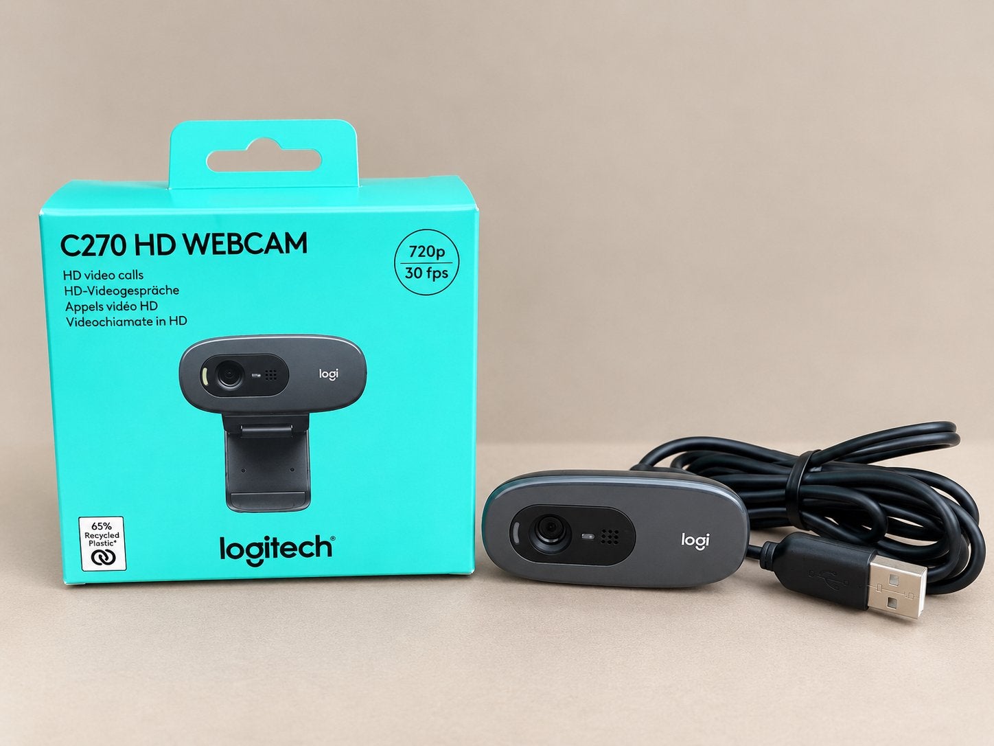 Logitech C270 HD Webcam 720p 30fps - Nieuw in doos, Nieuw, Ophalen of Verzenden, Windows, Monitorclip