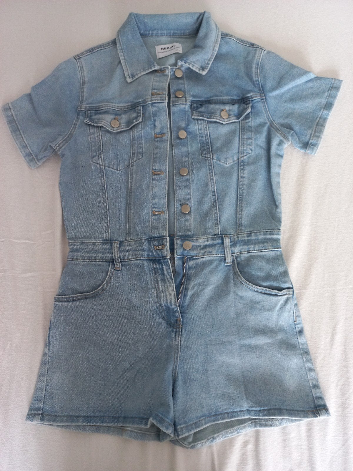 Korte Jeans Jumpsuit radial maat l, Kleding | Dames, Jumpsuits, Ophalen of Verzenden, Zo goed als nieuw, Maat 38/40 (M), Zwart