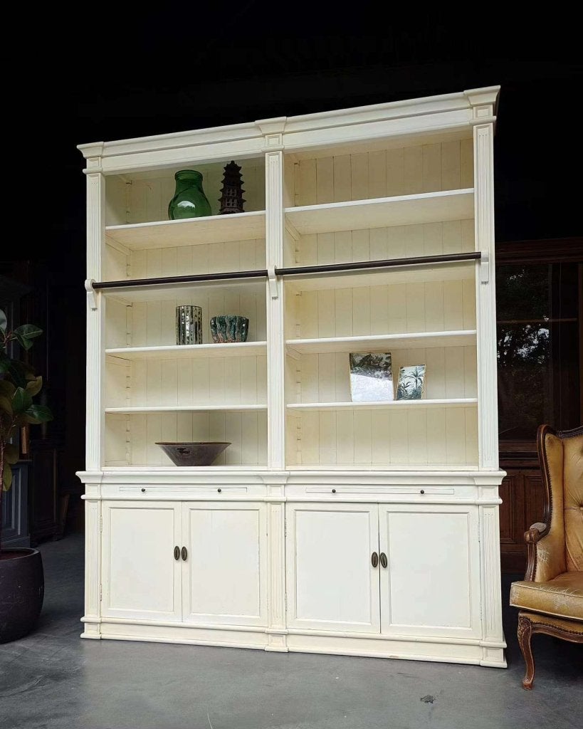 Grote witte Boekenkast | Wandkast, verstelbare planken #3521, Metaal, Gebruikt, Met deur(en), -