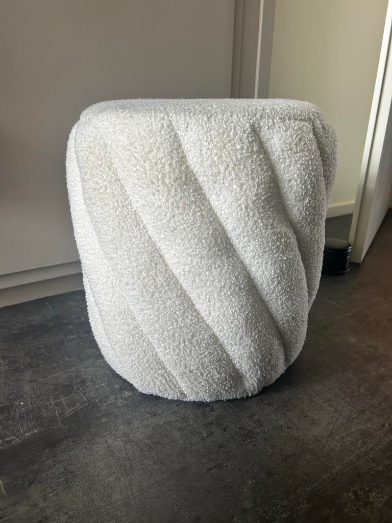 Witte Poef, Huis en Inrichting, Banken | Voetenbanken en Poefen, Ophalen, Minder dan 50 cm, Rond, Minder dan 50 cm