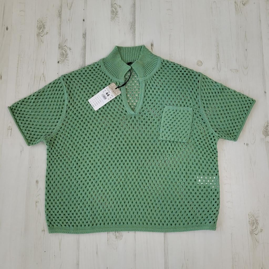 NIEUW Le Comte blouse top polo crochet like 44 munt groen, Kleding | Dames, LeComte, Maat 42/44 (L), Nieuw, Ophalen of Verzenden