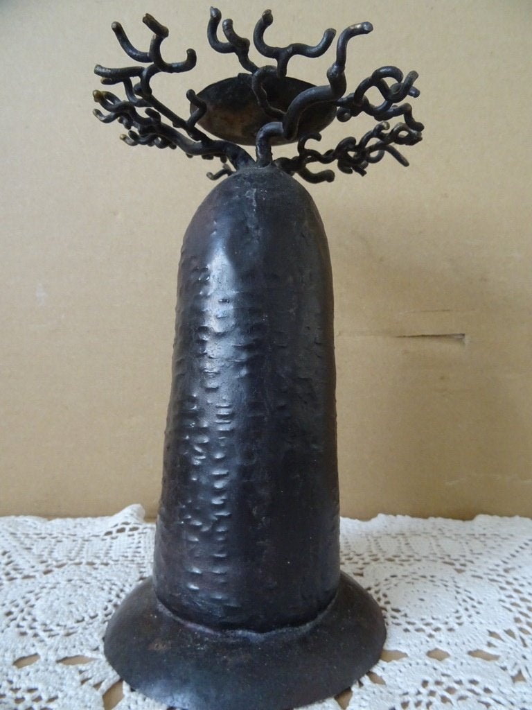 Afrikaans beeld kandelaar baobap boom 21cm volkskunst ijzer