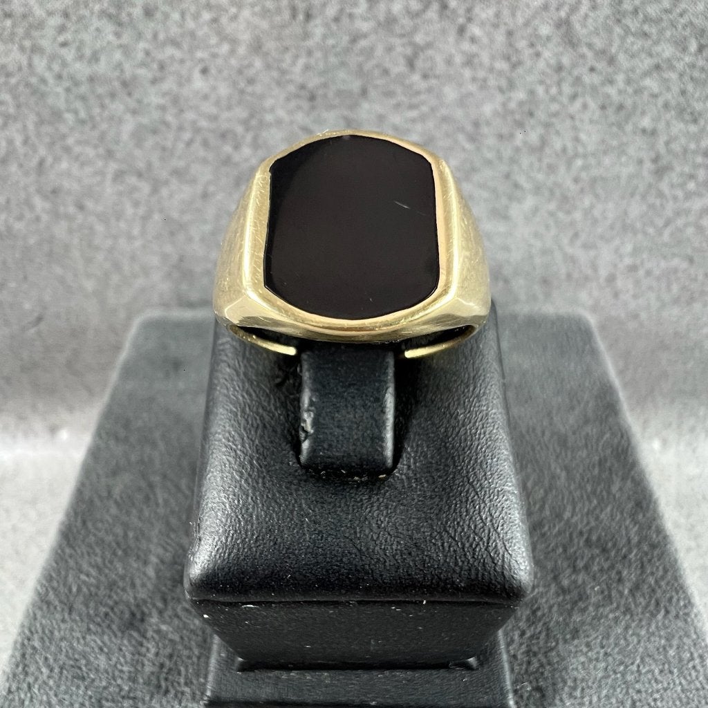 Gouden Ring | 14k | 3,45g | onyx steen | mt 16 | 413460