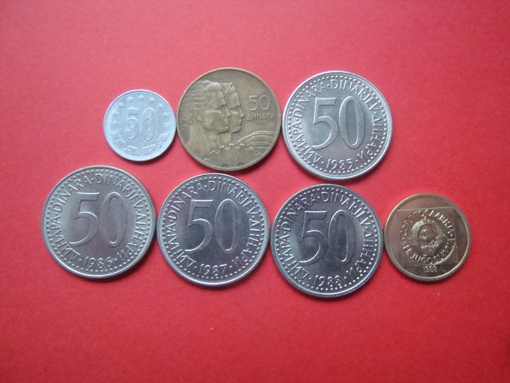 Kavel Joegoslavië setje munten 50 Dinar 1953 / 1988., Verzenden, Joegoslavië, Setje