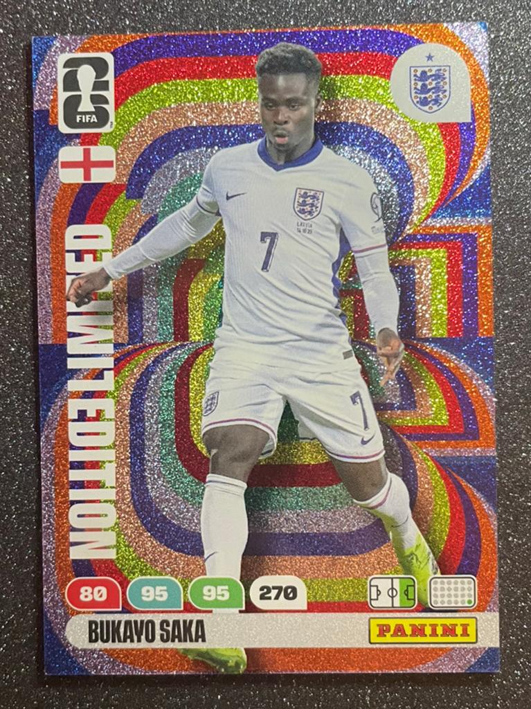 Panini WORLD CUP 2026   LIMITED EDITION    BUKAYO SAKA    UK, Hobby en Vrije tijd, Stickers en Plaatjes, Verzenden, Zo goed als nieuw