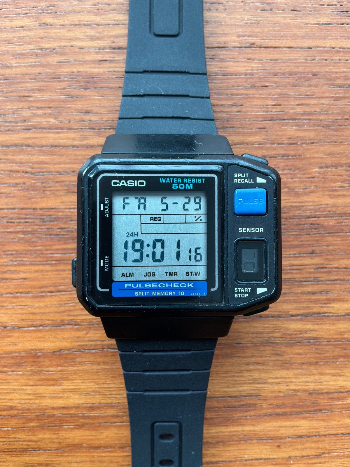 casio JP-100W pulsecheck horloge 1987, Ophalen, Casio, Kunststof, Gebruikt