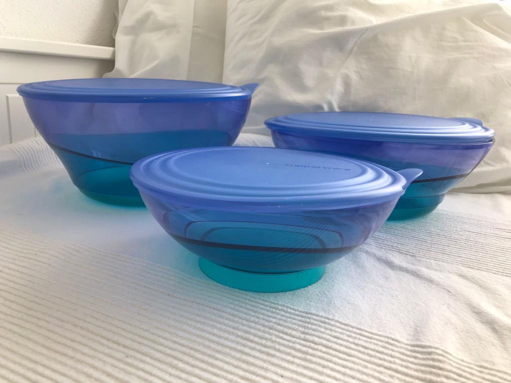 Tupperware ruimte schalen, Huis en Inrichting, Keuken | Tupperware, Ophalen of Verzenden, Gebruikt, Blauw, Schaal