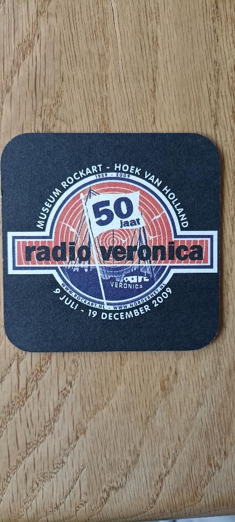 Bierviltje 50 jaar Radio Veronica, Ophalen of Verzenden, Nieuw, Viltje(s), Overige merken