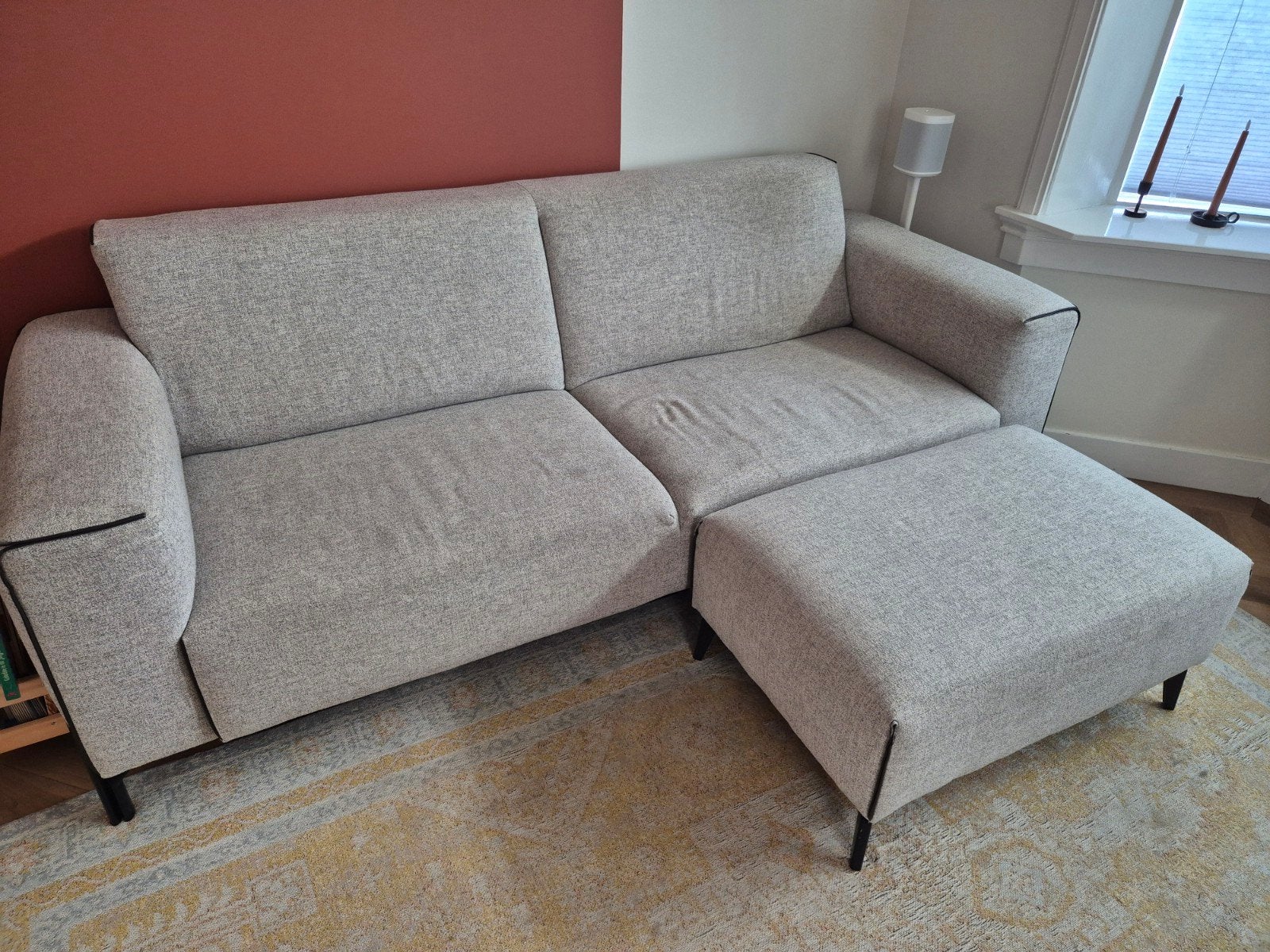 Xooon bank met losse hocker - 225x155 cm, Huis en Inrichting, Banken | Bankstellen, Ophalen, Gebruikt, Driepersoons, Rechte bank