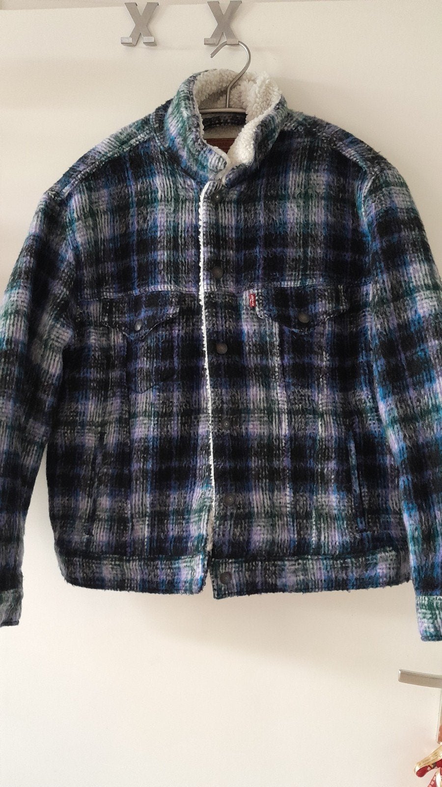 Levi's Sherpa Trucker Jacket - Geruit - Maat M, Kleding | Heren, Levi's, Ophalen of Verzenden, Zo goed als nieuw, Meerkleurig