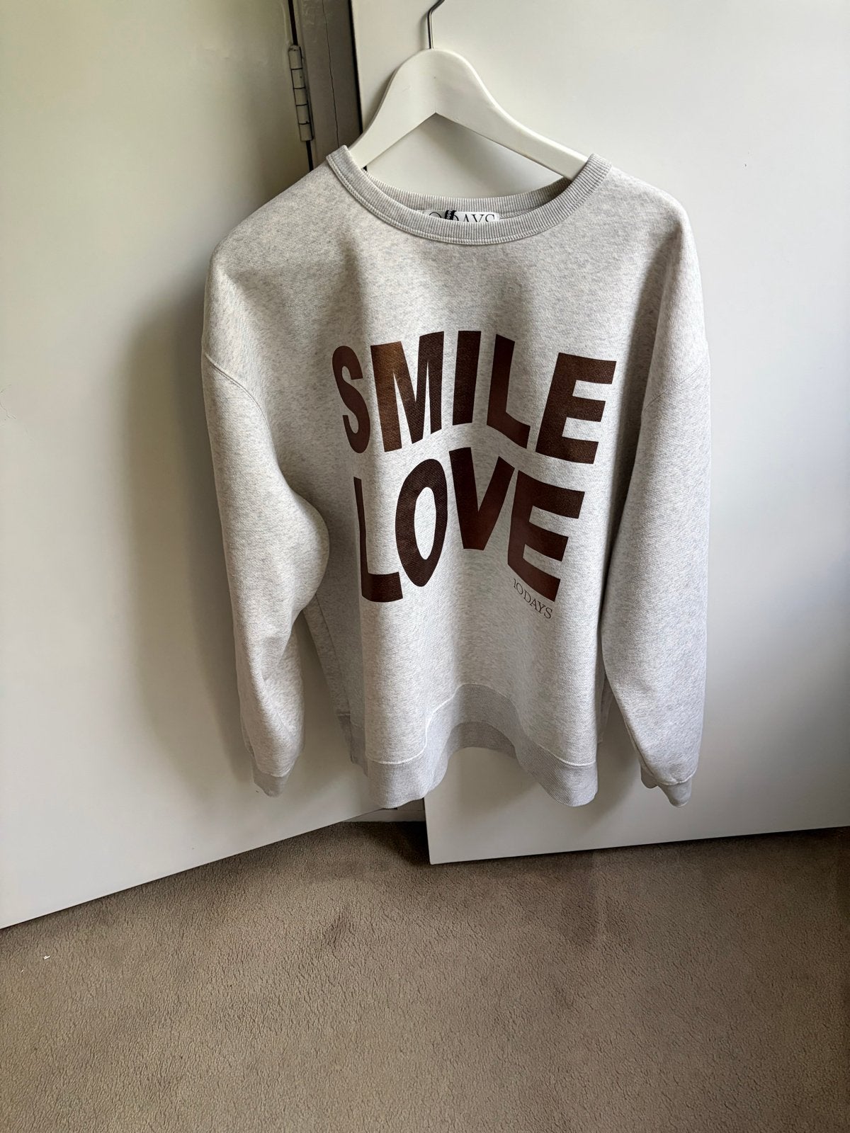 10DAYS Sweater 'SMILE LOVE' Maat S, Kleding | Dames, Truien en Vesten, Ophalen of Verzenden, Zo goed als nieuw, Maat 36 (S), Grijs