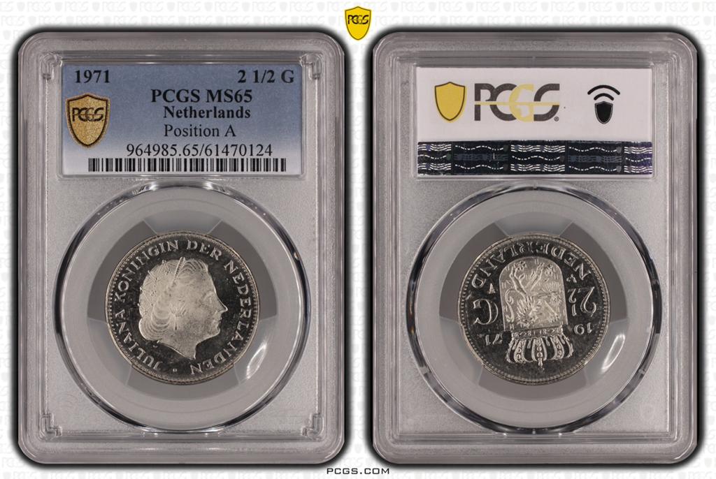 2½ Gulden 1971 - (Sch. 1115) - POS A - PCGS MS65, Postzegels en Munten, Ophalen of Verzenden, Koningin Juliana, 2½ gulden