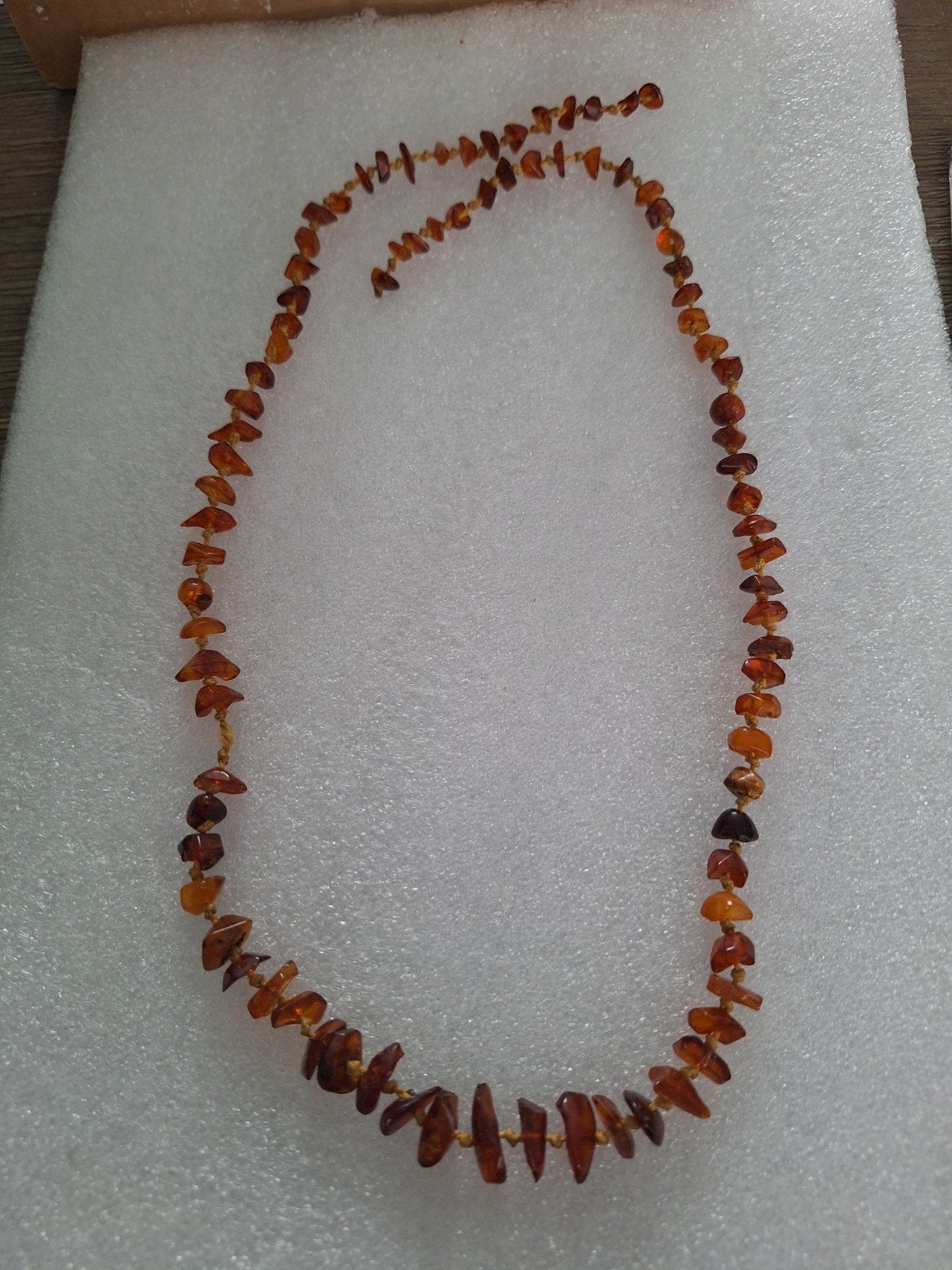 Ketting barnsteen geknoopt, Ophalen of Verzenden, Gebruikt, Bruin, Steen of Mineraal