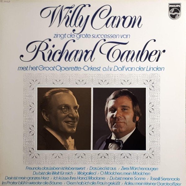 LP Willy Caron Zingt De GrootsteSuccessen van Richard Tauber, Gebruikt, Opera of Operette, Ophalen of Verzenden, Romantiek