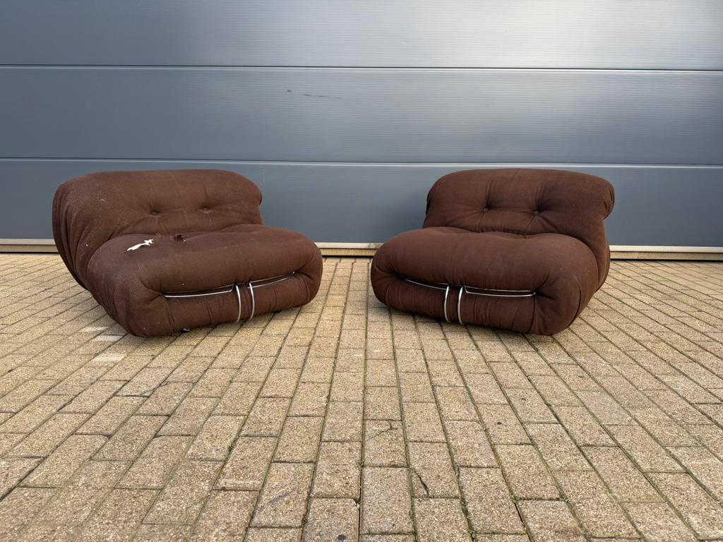 Originele 1970’s Cassina Soriana 2x 1zit Tobia & Afra Scarpa, Ophalen of Verzenden, B&b italia bellini guzzini cor togo artifort knoll vitra leolux