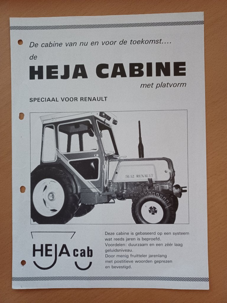 Folder Renault tractor Heja Cabine, Boeken, Ophalen of Verzenden, Gelezen, Tractor en Landbouw