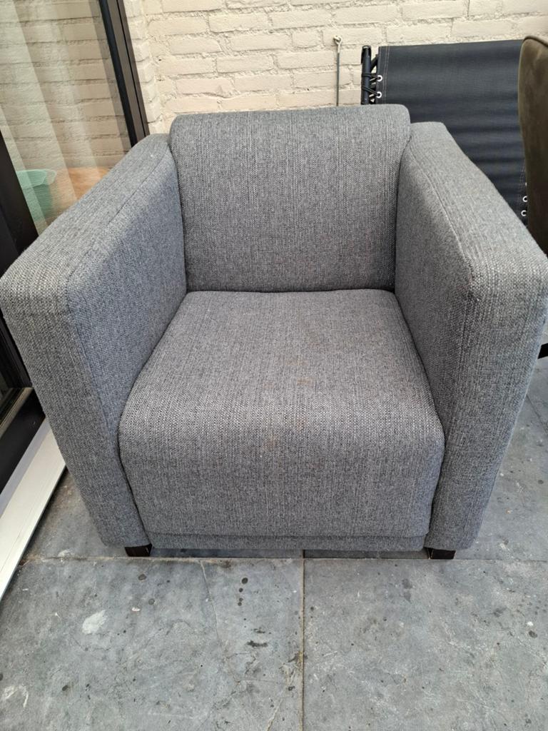 Grijze fauteuil, Gebruikt, 75 tot 100 cm, Ophalen of Verzenden, 75 tot 100 cm