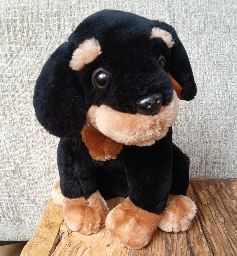 Rottweiler knuffel pup, Overige merken, Overige karakters, Zwart, Zo goed als nieuw