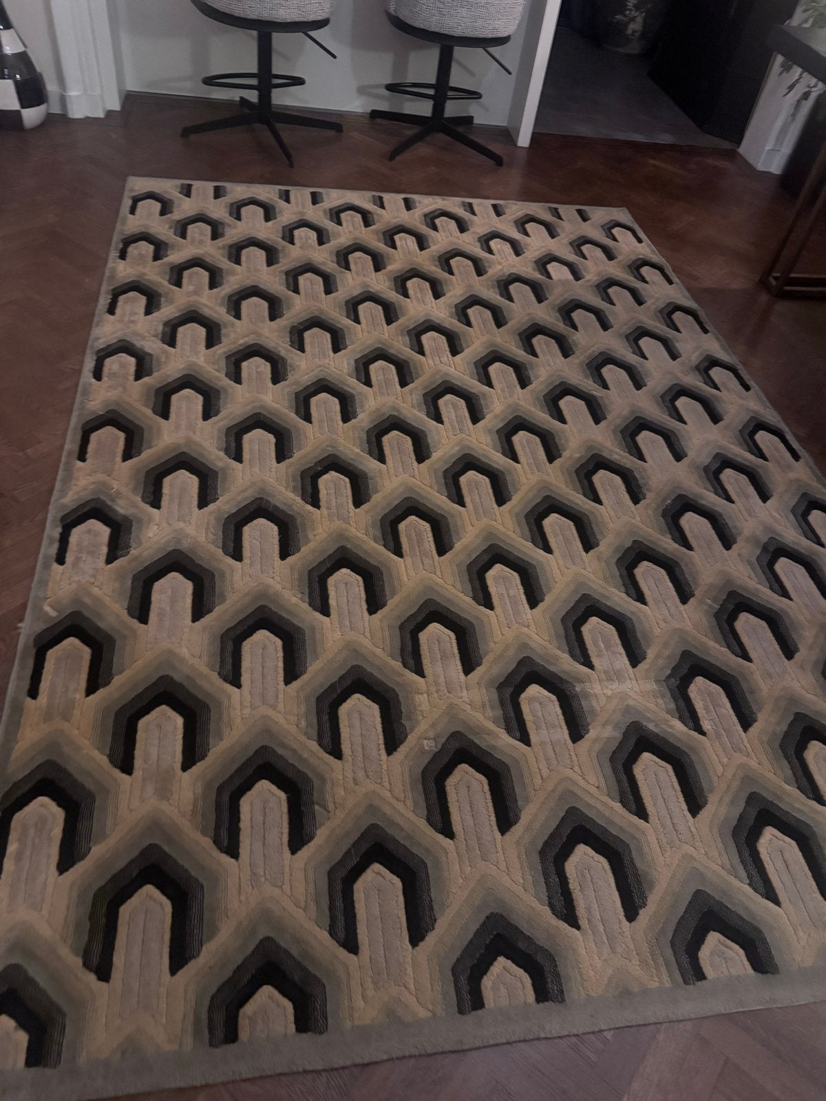Dutchbone Lockhart Art Deco Vloerkleed 200x290 Loods5, Huis en Inrichting, Stoffering | Tapijten en Kleden, Ophalen, Zo goed als nieuw