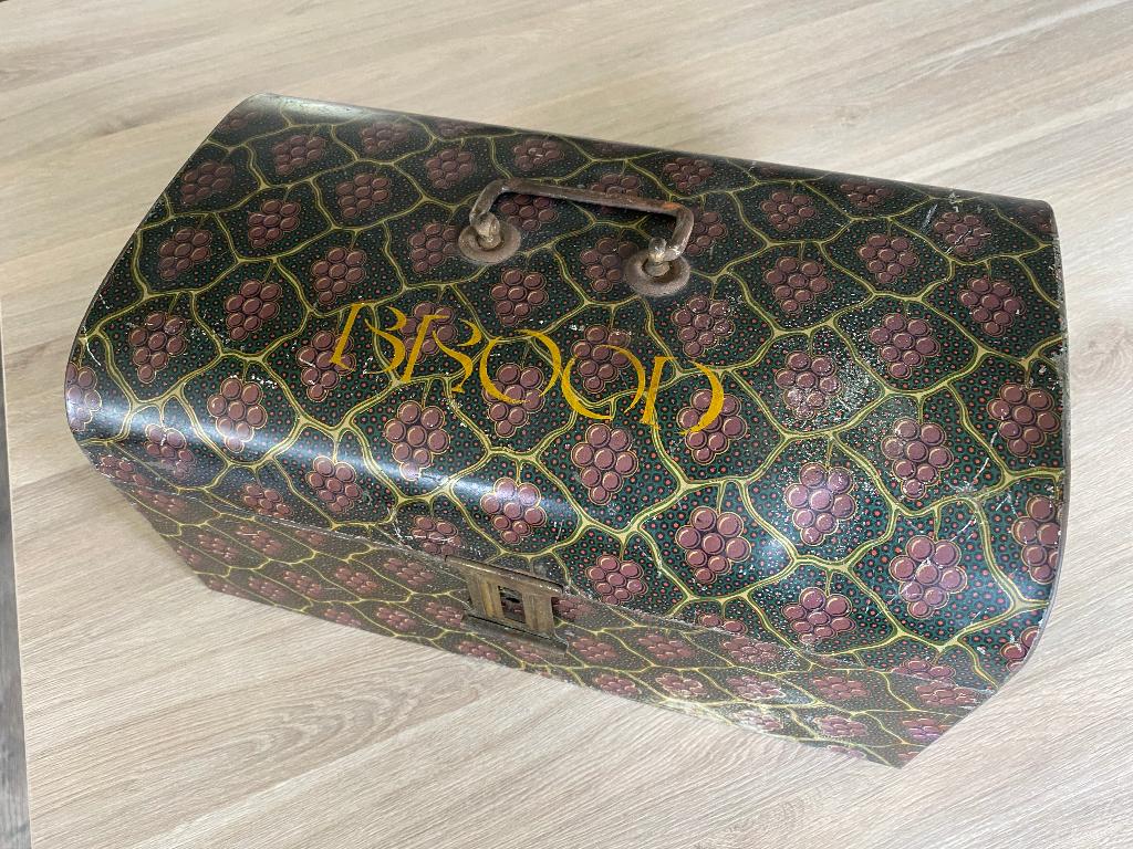 Vintage broodtrommel metaal, Ophalen, Gebruikt, Metaal, Meerkleurig