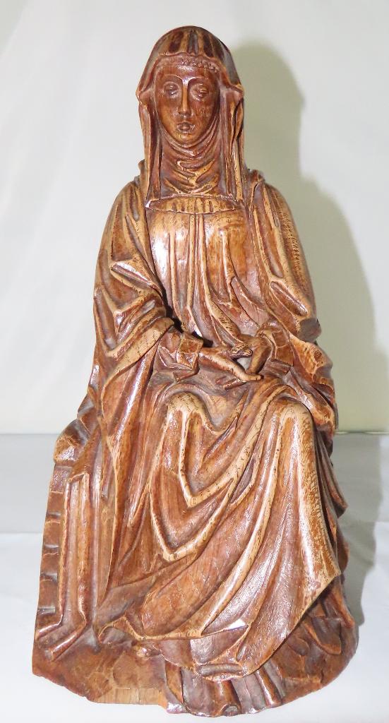 Antiek eiken houten beeld Mater Dolorosa, Antiek en Kunst, Kunst | Beelden en Houtsnijwerken, Beeld, Hout, Religie, 20 - 50 cm