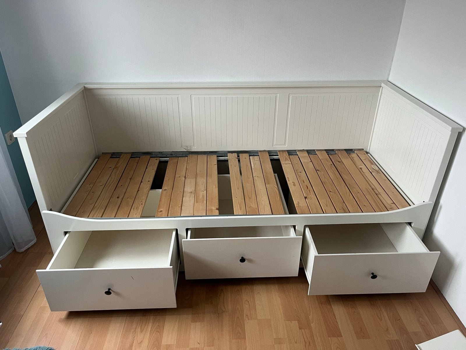 IKEA Hemnes Bedbank met 3 Schuiflades - Wit, Ophalen, Gebruikt, Eenpersoons, Wit