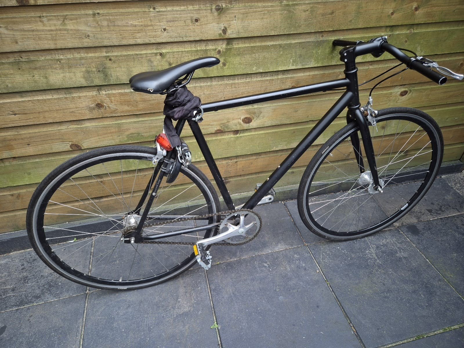 Zo goed als nieuwe herenfiets - mat zwart, 1 versnelling, Fietsen en Brommers, Velgrem, Versnellingen, Zo goed als nieuw, 53 tot 57 cm