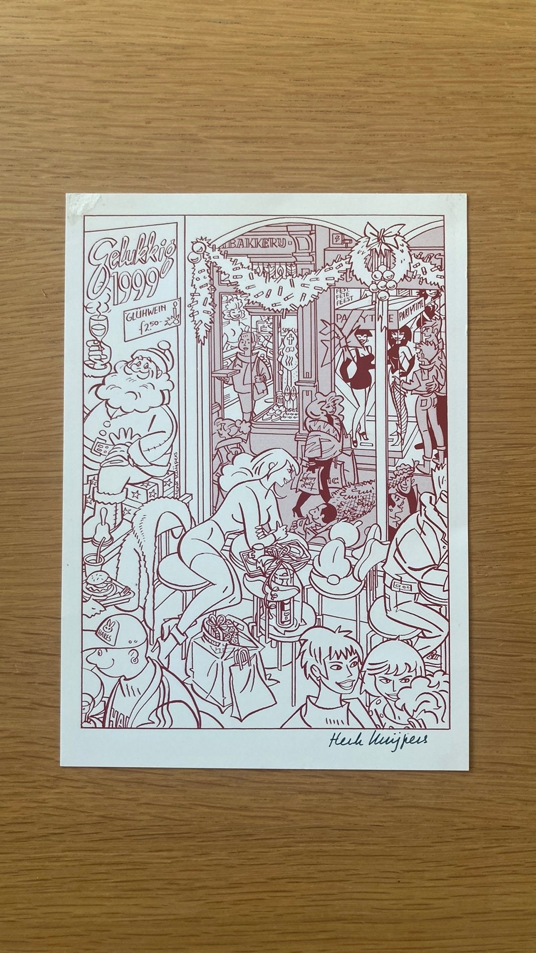 Franka kerstkaart 1998 "Gelukkig 1999", Boeken, Stripboeken, Gelezen, Eén stripboek, Ophalen of Verzenden, Henk Kuijpers