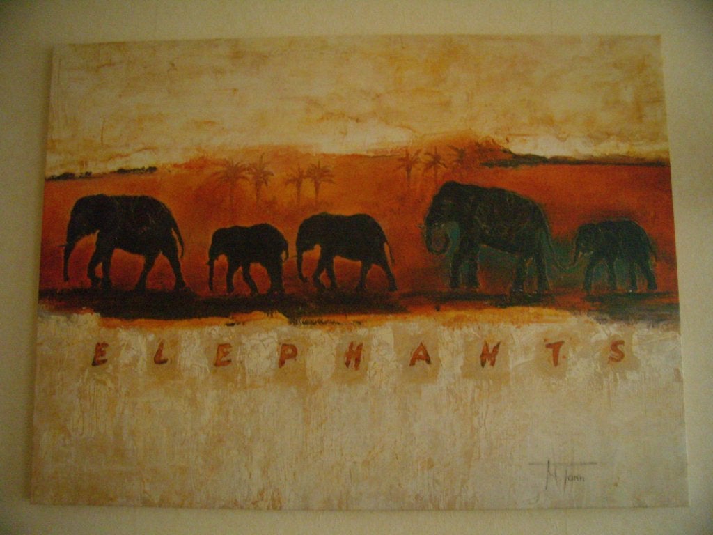 Canvasdoek Olifanten, Huis en Inrichting, Woonaccessoires | Schilderijen, Tekeningen en Foto's, Ophalen, 50 tot 75 cm, Overige typen