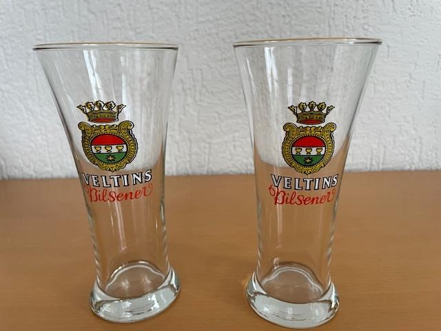 2 Veltins Bierglazen met gouden rand , Ophalen of Verzenden, Gebruikt, Glas of Glazen, Overige merken