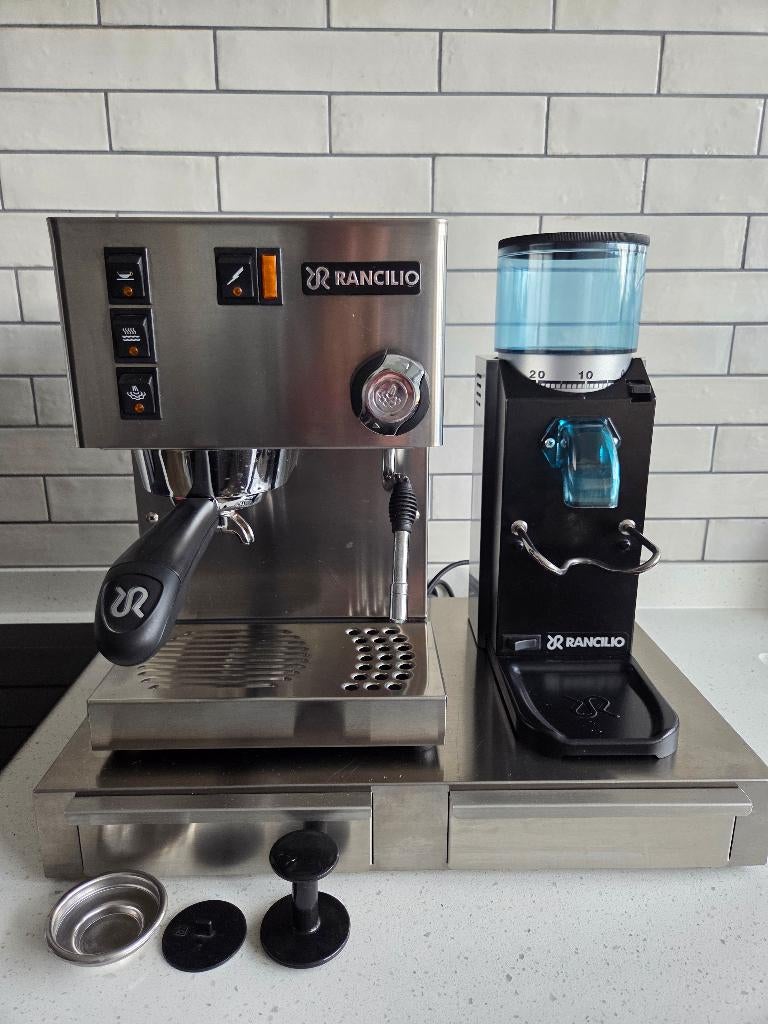 Rancilio Silvia Espresso Machine Rocky Grinder Drawer Base, Ophalen, Gebruikt, Espresso apparaat, Koffiebonen