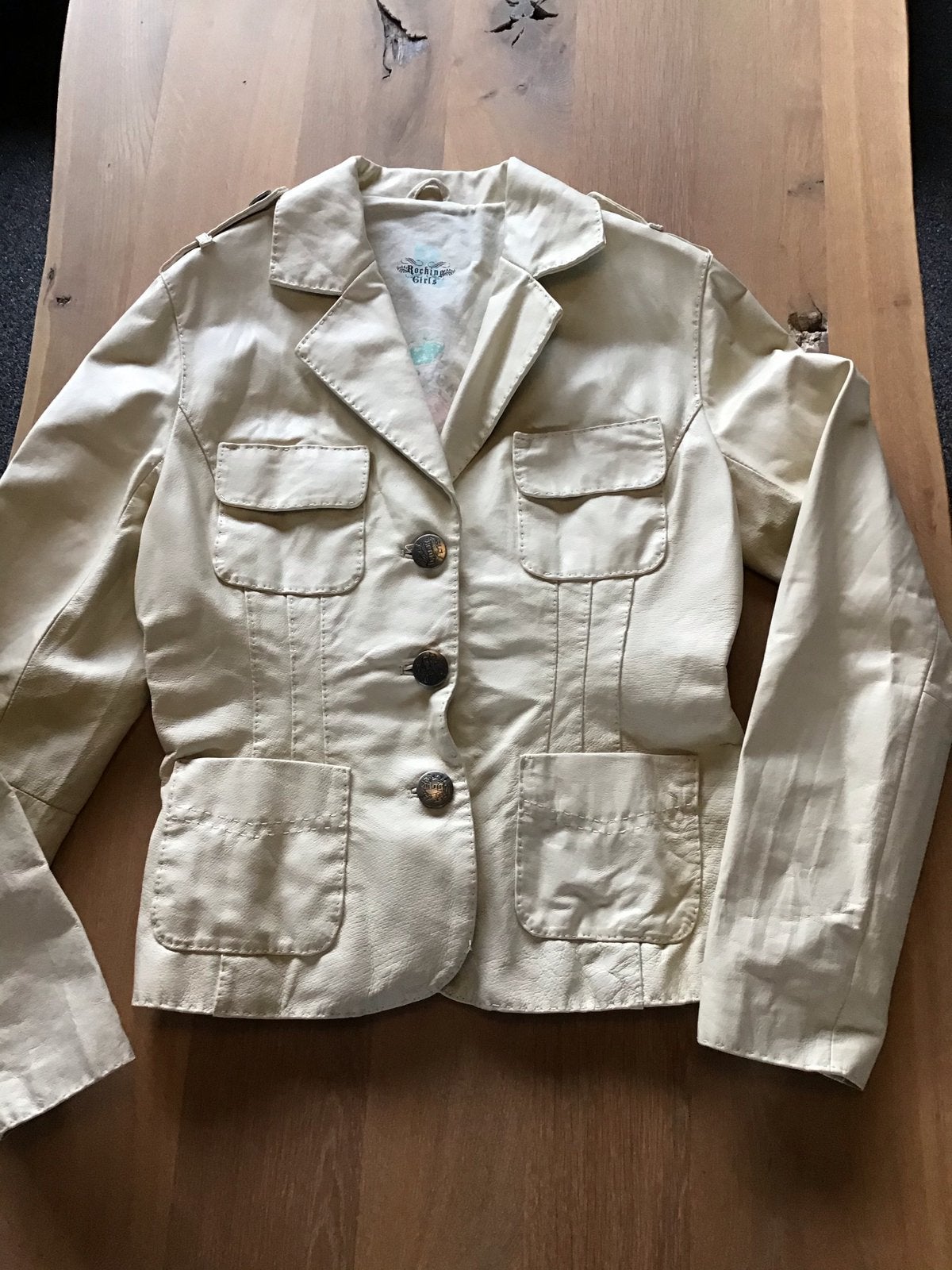 Vintage leseren dames jas mt S/M, Ophalen of Verzenden
