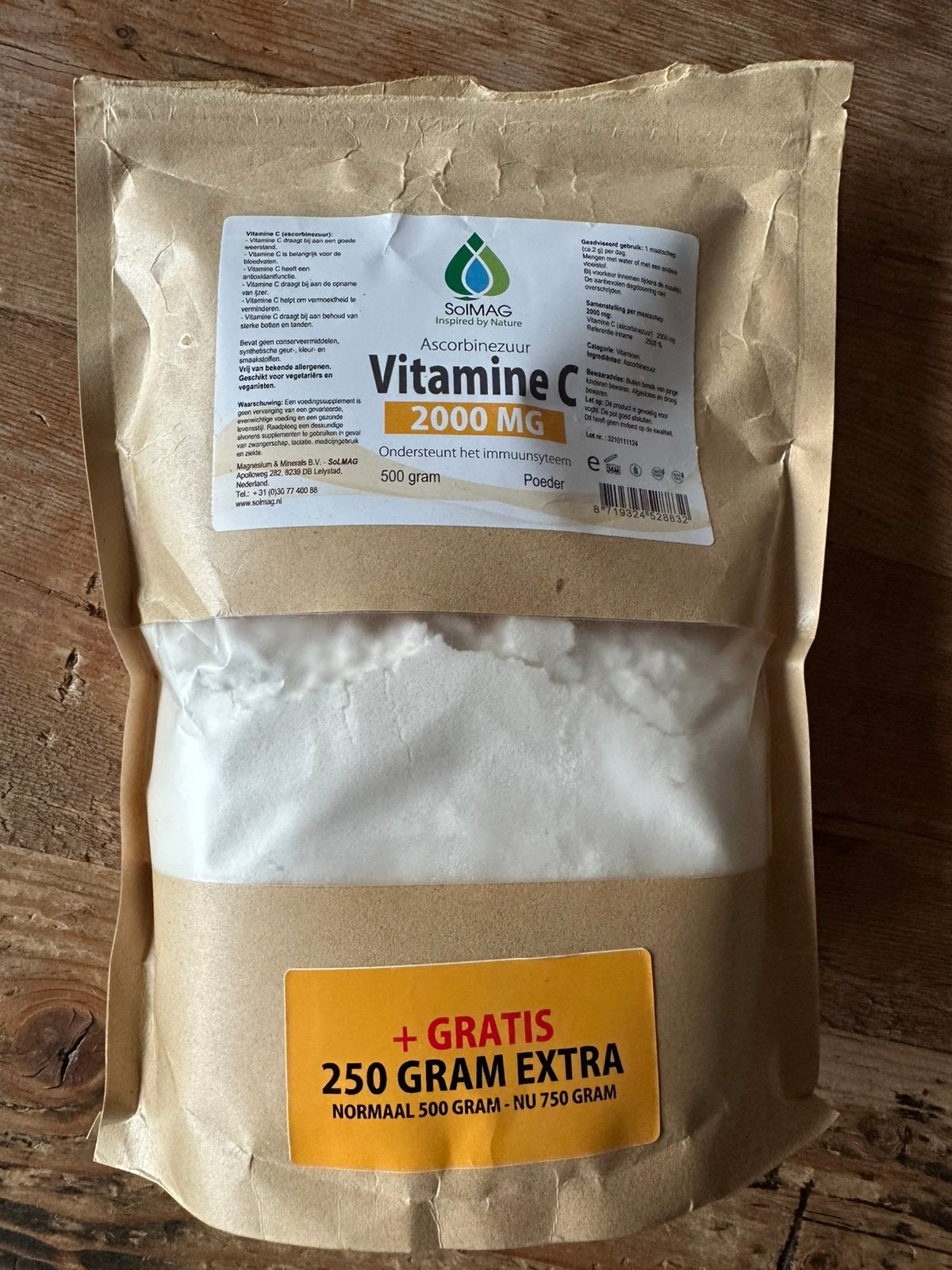 Vitamine C poeder (Ascorbinezuur) SolMAG 746 gram, Ophalen of Verzenden, Zo goed als nieuw, Poeder of Drank